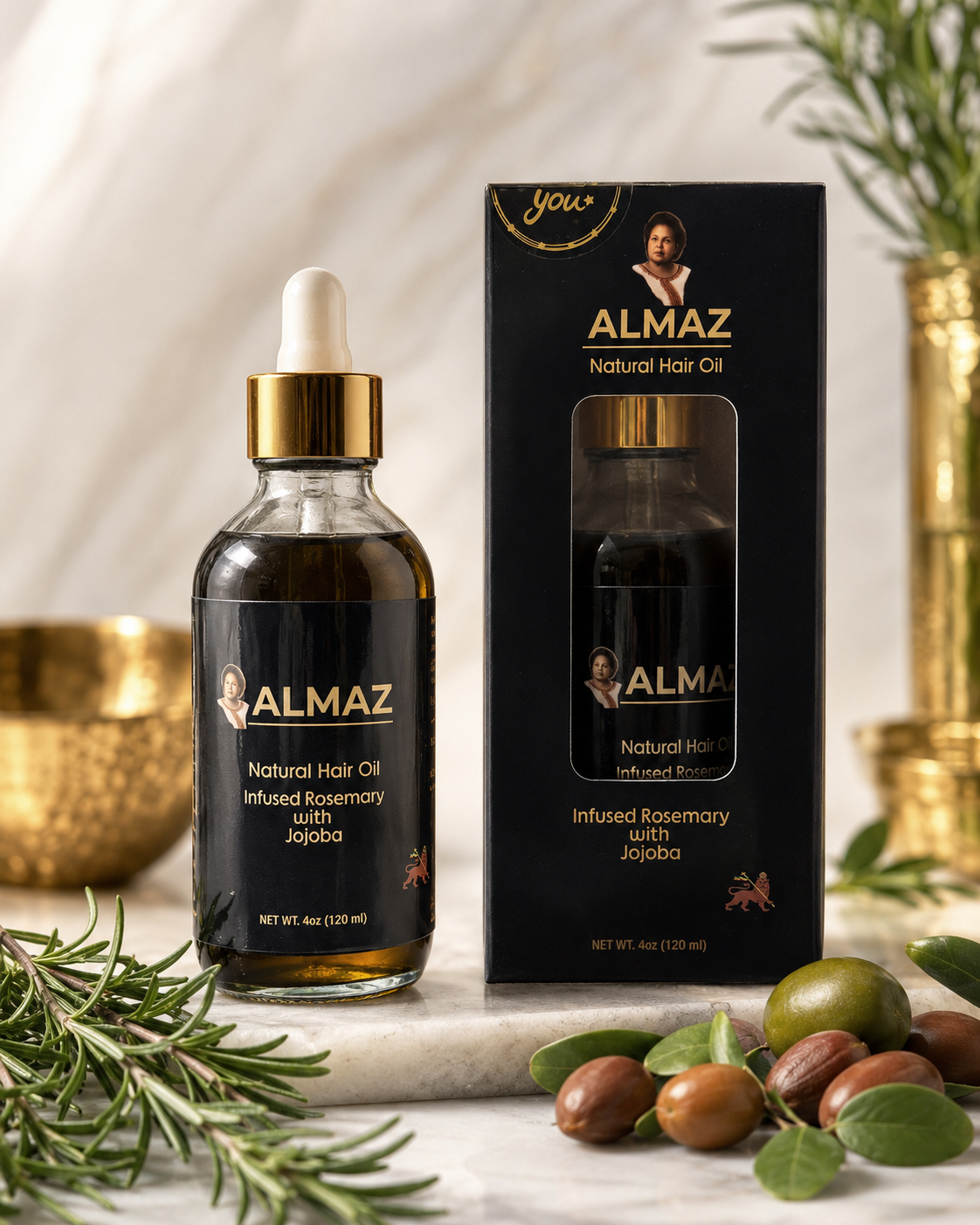 ALMAZ Natural Hair Oil with rosemary and jojoba